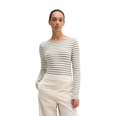 T-shirt long rayé regular en qualité Organic Cotton MARC O'POLO