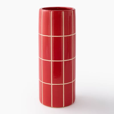 Vase rond carreaux, 15xH40cm, en céramique MONOPRIX