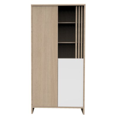 Armoire 2 portes et 1 niche avec claustra en bois décor chêne Suave SAUTHON