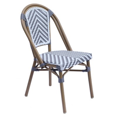 Chaise de terrasse bistrot parisien en aluminium et rotin, AUTEUIL OVIALA