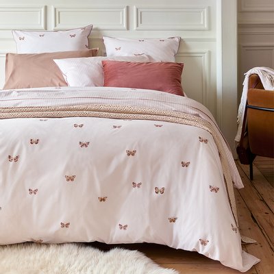 Parure de lit Housse de couette + Taies carrées en percale de coton, DÉLICATESSE ESSIX