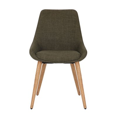 Chaise repas tissu gris  pieds chêne foncé BARI ZAGO