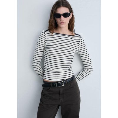 T-shirt rayures col bateau MANGO