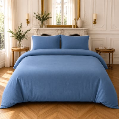 Parure housse de couette en gaze de coton unie, RELAX C DESIGN HOME TEXTILE