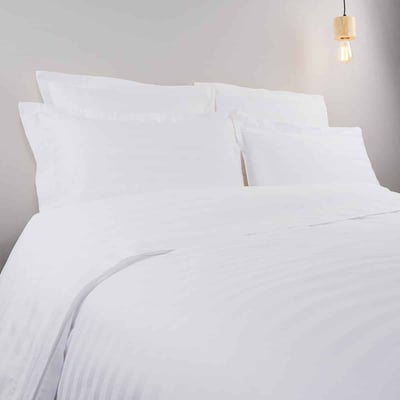 Drap plat coton bande satin 120 fils REVE BLANC LINANDELLE