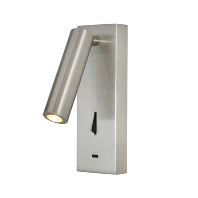 Applique liseuse avec interrupteur et USB C nickel satiné Tarifa MILLUMINE