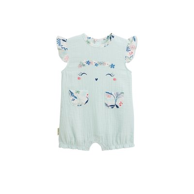 Barboteuse bébé en gaze de coton azur DAHLIA PETIT BEGUIN