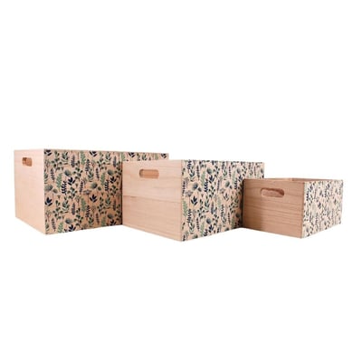 Set de 3 caisses fleuries empreintes en bois ORNAMI