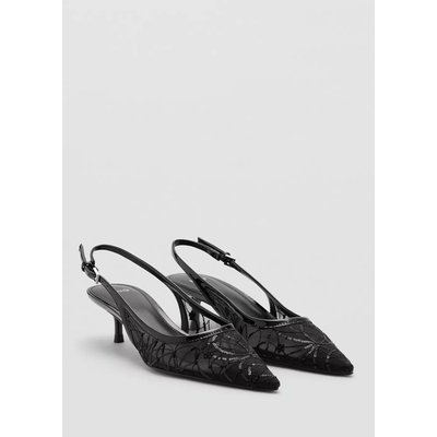 Chaussures talon kitten heel brodées de sequins MANGO