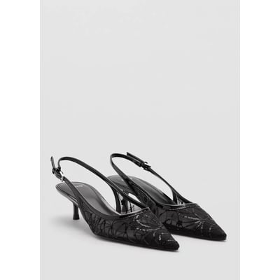 Chaussures talon kitten heel brodées de sequins MANGO