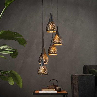 Suspension moderne goutte 5 lampes ajourées RALF PIER IMPORT