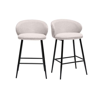 Tabourets de bar design en tissu effet velours texturé céladon et métal noir (lot de 2) ROSALIE MILIBOO