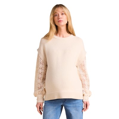Pull grossesse bi-matière effet 2 en 1 ENVIE DE FRAISE