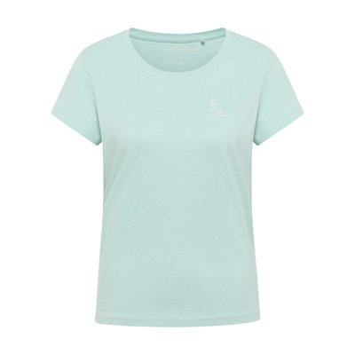 Tee-shirt coupe droite FEMME Mustang en coton bleu clair avec un petit imprimé MUSTANG