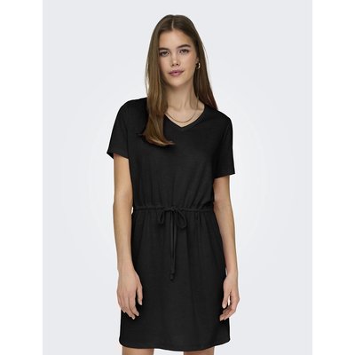 Robe courte, encolure v, manches courtes, à nouer JDY