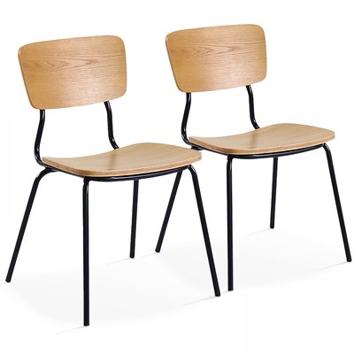 Lot de 2 chaises en bois, SKOLA OVIALA