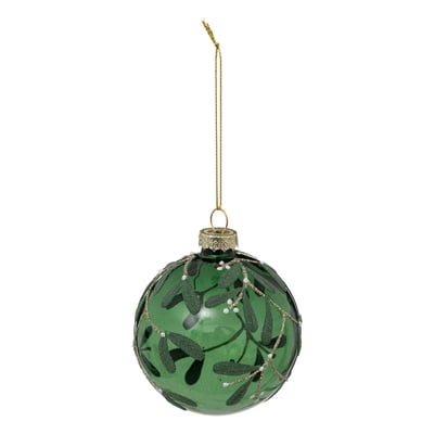 boule de noël vert gui 8cm en verre ATMOSPHERA