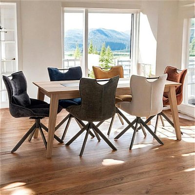 Table de repas extensible chêne blanc décor graphique ESSEN PIER IMPORT