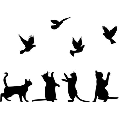 Décoration murale en métal Animal Chats et oiseaux HANAH HOME