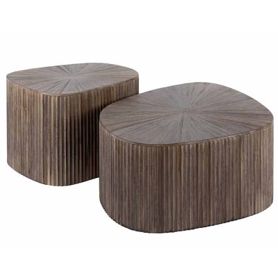 Lot de 2 tables basses gigognes en teck massif, TANIA LISA DESIGN