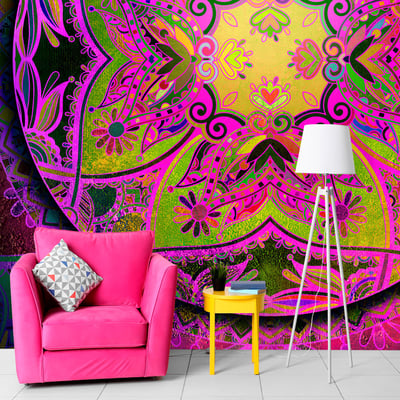 Papier peint intissé panoramique Orient Mandala: Pink Expression EDEN