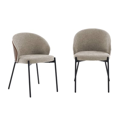 Chaise bois de peuplier teinté noyer, acier et tissu texturé (lot de 2) PAUL SWEEEK