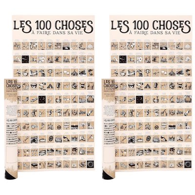 Poster à gratter Les 100 choses à faire dans sa vie (Lot de 2) JARDINDECO