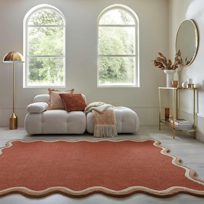 Tapis en mélange de laine à bordure festonnée RIVO FLAIR RUGS
