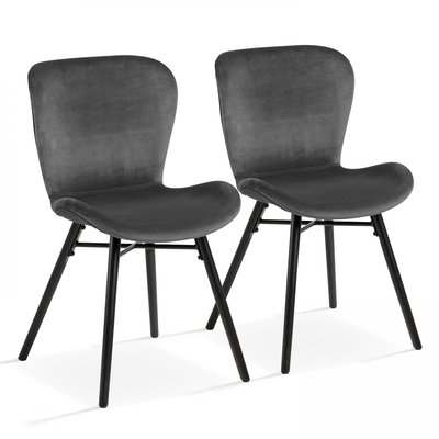 Lot de 2 chaises en velours et pieds en acier, THELMA OVIALA