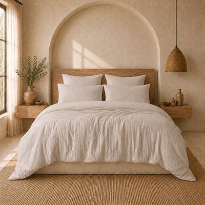 Parure de lit unie en gaze de coton lavé, AVA C DESIGN HOME TEXTILE