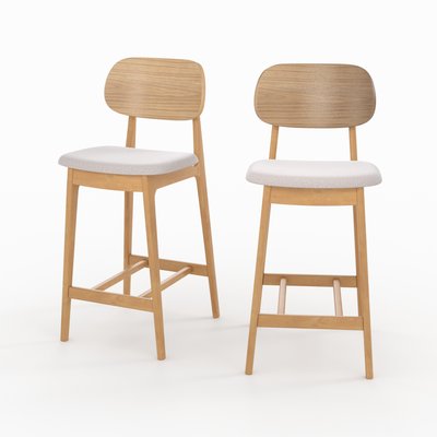 Lot de 2 chaises pour îlot central 66 cm en bois et tissu - CHARLIZE RENDEZ-VOUS DÉCO