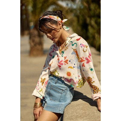 Chemisier manches longues col chemise imprimé graphique CAMILLA LA PETITE ETOILE