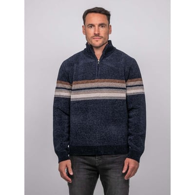 Pull Chenille Col Camionneur Zippé Rayures Latoria RITCHIE