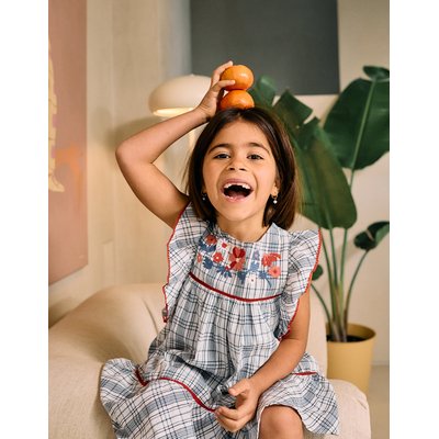 Robe avec Carreaux, Broderies et Volants ZIPPY