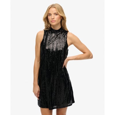 Robe Patineuse Courte à Sequins Sans Manches SUPERDRY