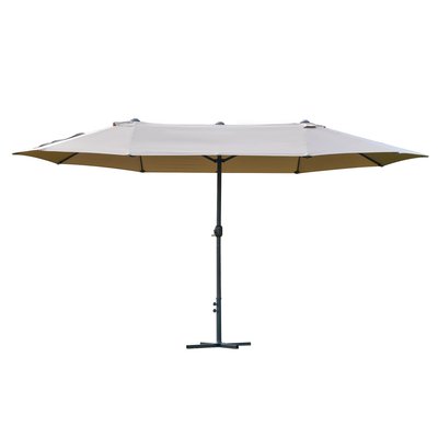 Grand parasol droit de jardin acier polyester café latte OUTSUNNY