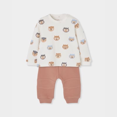 Ensemble maille bébé garçon imprimé hiboux BOBOLI