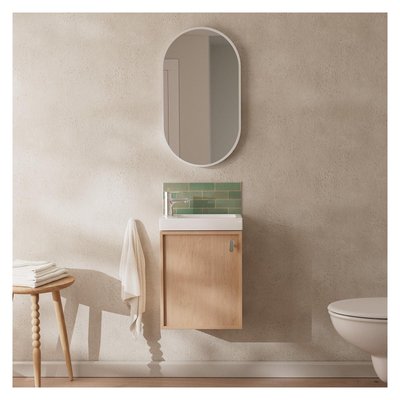 Ensemble meuble lave-mains en chêne + miroir FRAME MOB IN