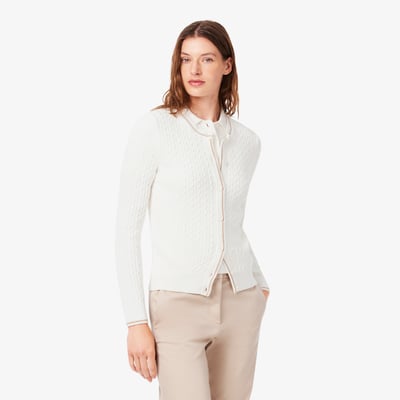 Cardigan maille torsadée rayures LACOSTE