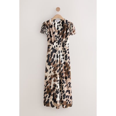 Robe à taille nouée, col v et manches évasées NEXT