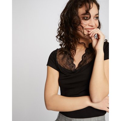 T-shirt col v dentelle MORGAN