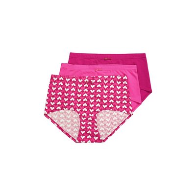 Culottes hipster en lot de 3, motif cœurs/uni ULLA POPKEN
