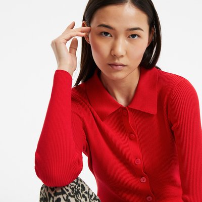 Fijngebreide vest met hoge hals met knoopsluiting LA REDOUTE COLLECTIONS