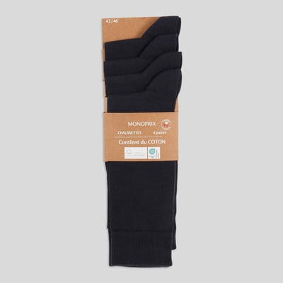 Lot de 4 paires de chaussettes en coton MONOPRIX