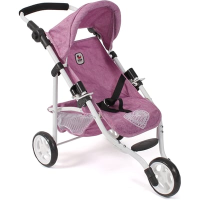 Poussette Pour Poupée Roma - Mini Buggy Pliable - Rose Ou Jean - Pour Poupées Jusqu'à 52 Cm