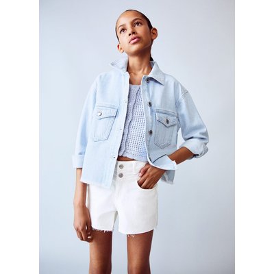 Short en jean revers effilochés MANGO KIDS