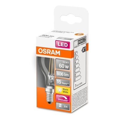 Ampoule Led Sphérique Verre Clair E146.5w=60 Froid Dimmable OSRAM
