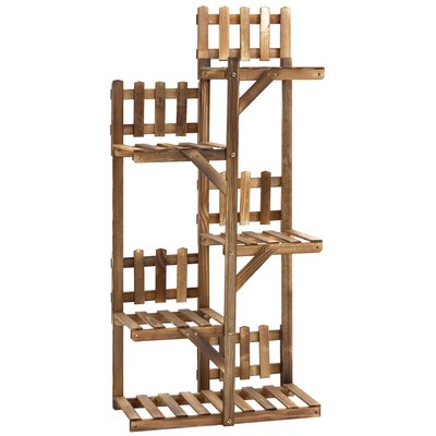 Étagère à fleurs en bois - porte plante bois 5 tablettes bois sapin OUTSUNNY
