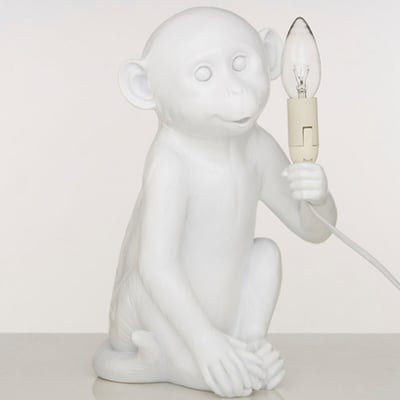 White Ceramic Monkey Table Lamp SO'HOME