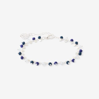 Chaîne de cheville argentée et perles à facettes bleues BALABOOSTE